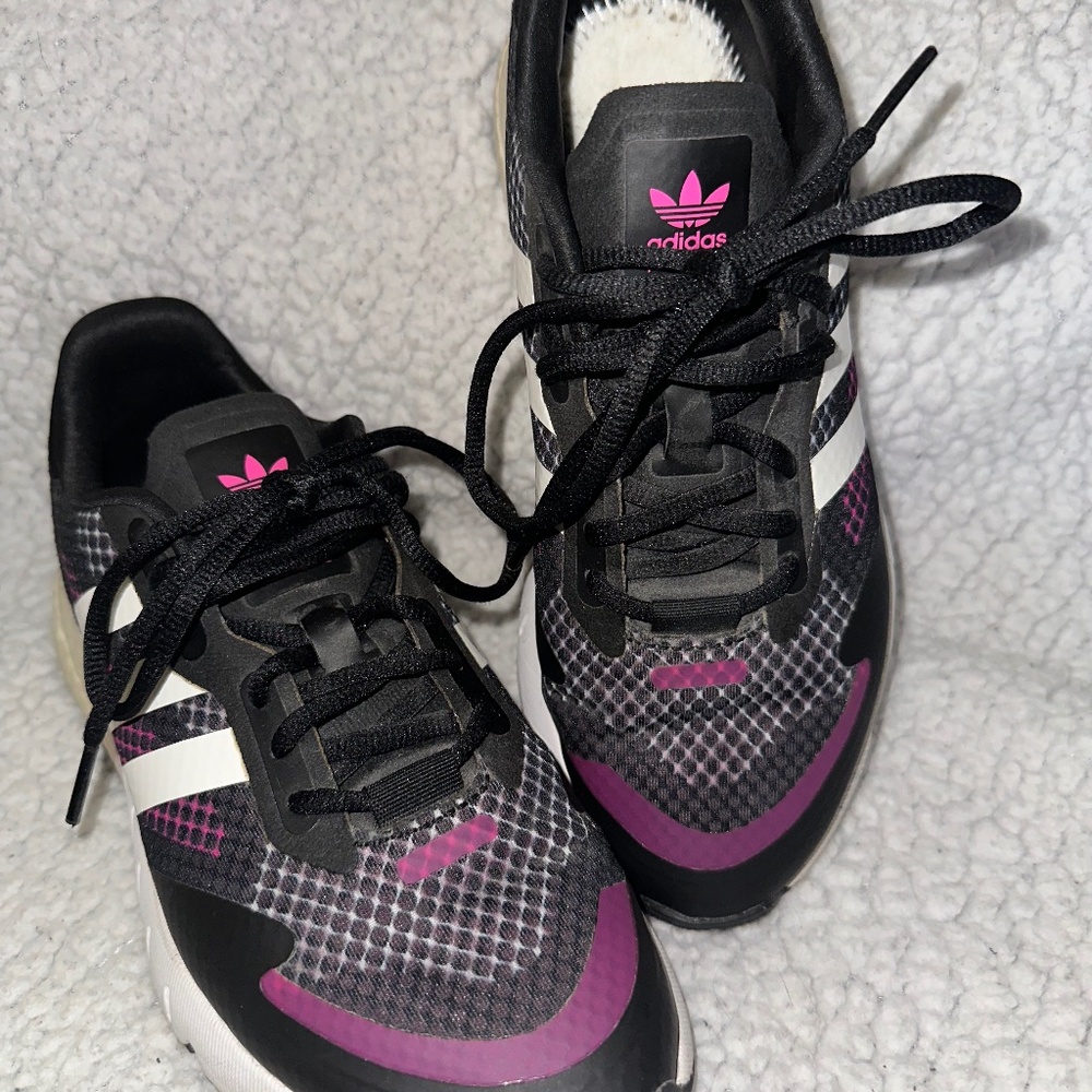 Adids ZX 1K Boost Purple, Black & White Womens Size 7